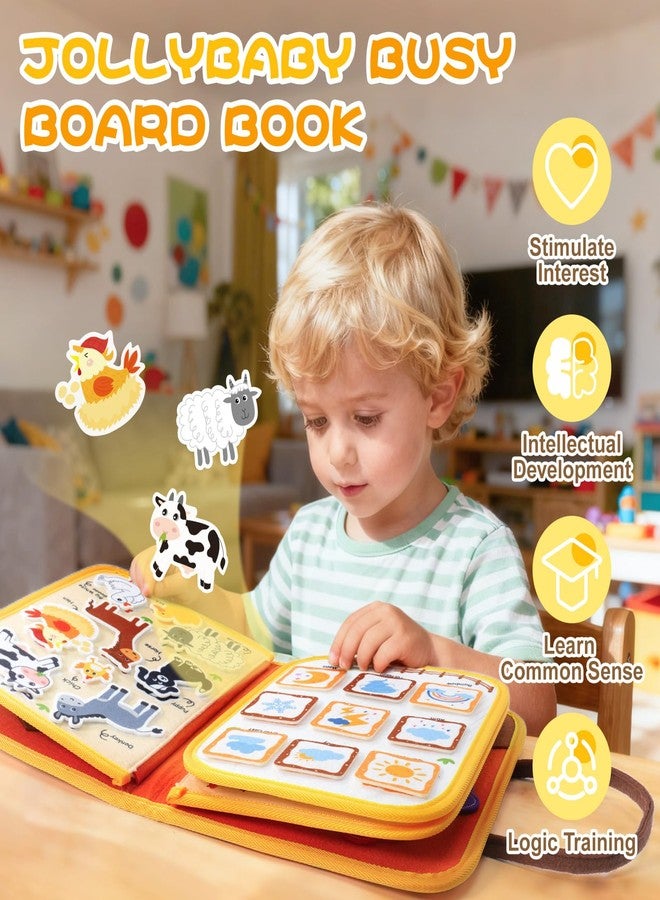 Jollybaby Montessori Activity Busy Book for Toddlers, Preschool Educational Learning Busy Board for 3 Year Old, Felt Quiet Book Birthday Gift - Farm - Image 2